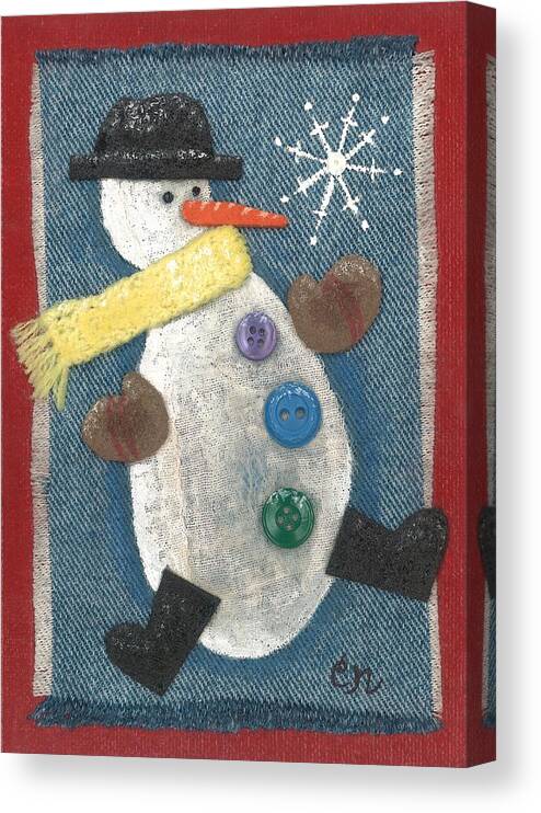 Snowman Canvas Print featuring the mixed media Mr. Snowjangles by Carol Neal