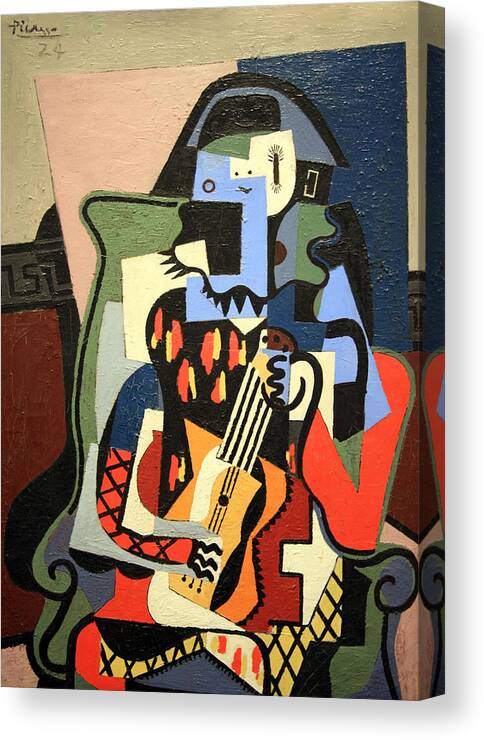 Harlequin Musician Canvas Print featuring the photograph Picasso's Harlequin Musician #1 by Cora Wandel