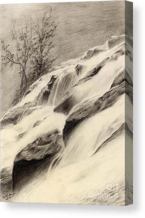 Drawing Canvas Print featuring the drawing River Stream by Hailey E Herrera