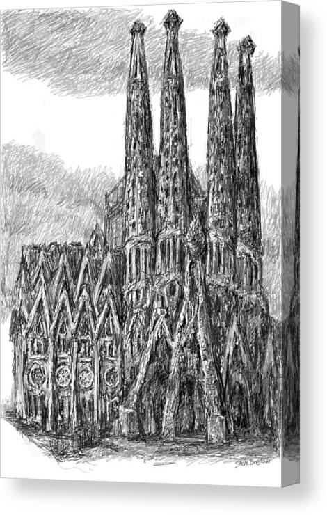 Sagrada Familia Canvas Print featuring the digital art Sagrada Familia Barcelona #2 by Steve Breslow