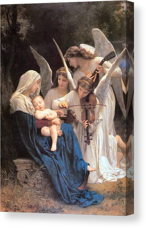 The Virgin With Angels Canvas Print featuring the digital art The Virgin With Angels #2 by William Bouguereau