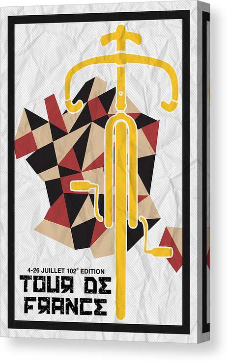 Tour De France 2015 Canvas Print featuring the digital art Tour de France 2015 Minimalist Poster #4 by Celestial Images