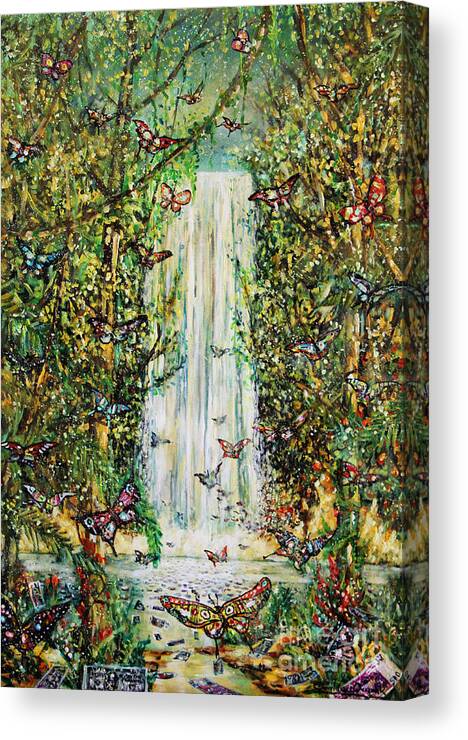Waterfall Of Prosperity Canvas Print featuring the painting Waterfall Of Prosperity II by Dariusz Orszulik