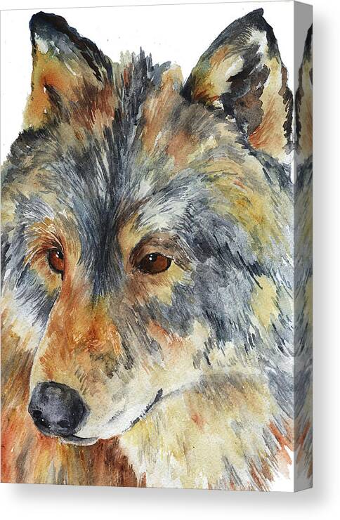 Wolf Canvas Print featuring the painting Wolf by Sally Quillin