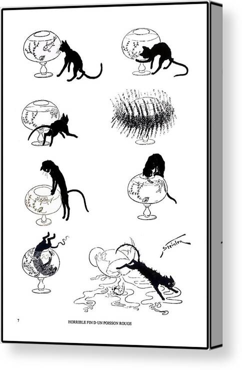Cats- Pictures Without Words' 1897 Theophile Alexandre Steinlen 7 Canvas Print featuring the painting Pictures without Words by MotionAge Designs