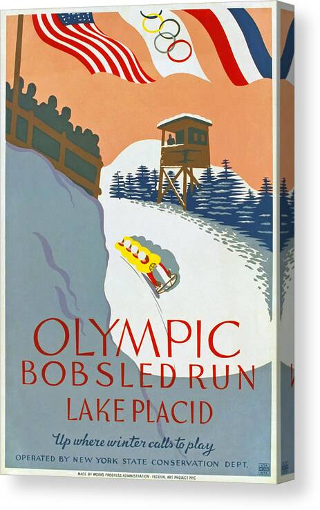 Lake Placid Canvas Print featuring the photograph 1932 Olympic Games by Mountain Dreams