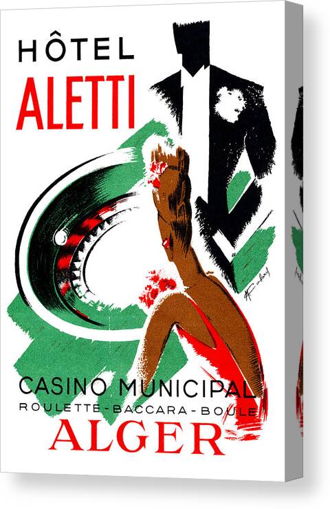 Vintage Canvas Print featuring the painting 1935 Hotel Aletti Casino Algeria by Historic Image