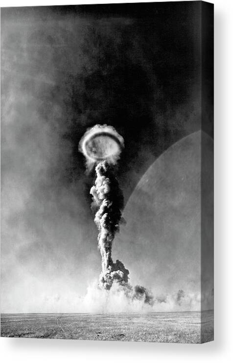 Nuclear Bomb Canvas Print featuring the photograph 1950s Soviet Atom Bomb Test by Science Photo Library