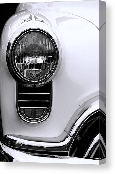 Automobile Canvas Print featuring the photograph 1952 Olds Headlight by Ron Roberts