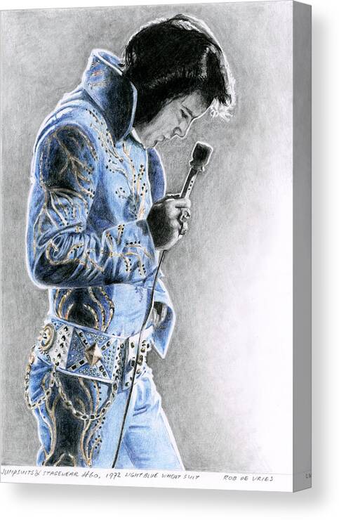 Elvis Canvas Print featuring the drawing 1972 Light Blue Wheat Suit by Rob De Vries