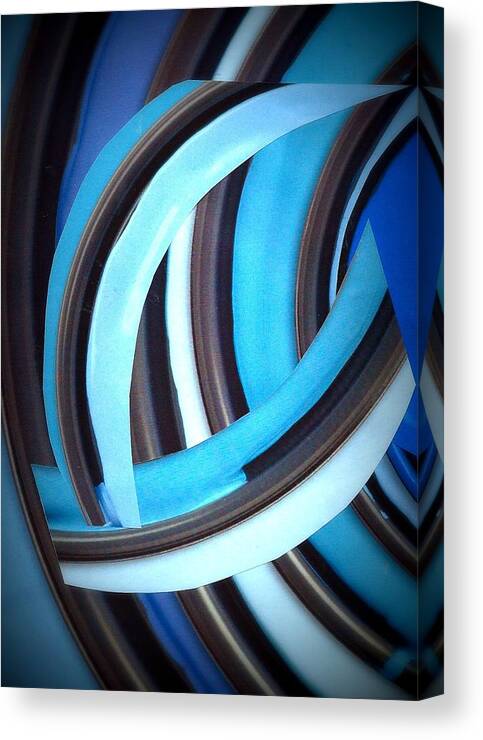 Abstract Canvas Print featuring the mixed media Blue Circles #2 by Barbara Bennett