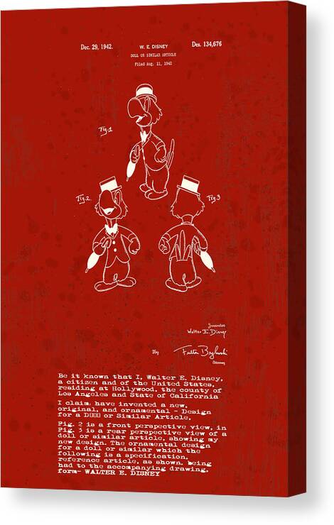 Disney Canvas Print featuring the digital art Disney Jose Carioca #2 by Marlene Watson