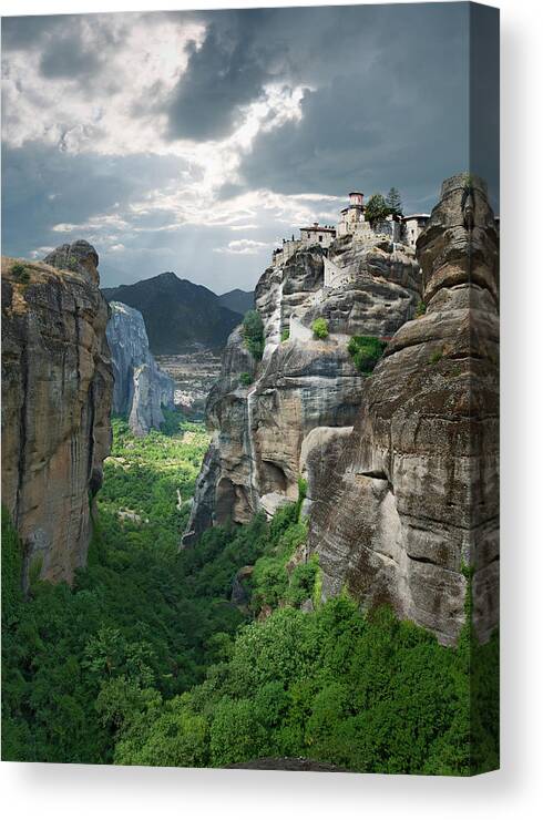 Greece Canvas Print featuring the photograph Monastery In The Meteora, Greece #2 by Ed Freeman