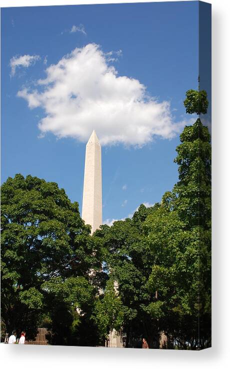 Washington Canvas Print featuring the photograph Obelisk Rises Into the Clouds by Kenny Glover