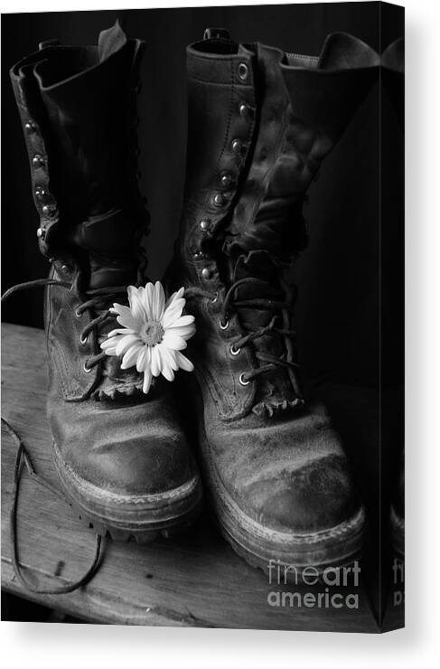 Boot Canvas Print featuring the photograph Sweat and Fire Worn by Kerri Mortenson