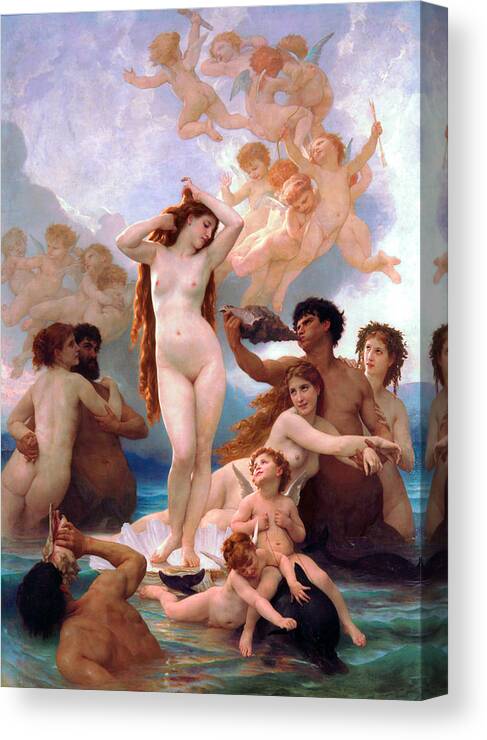 The Birth Of Venus Canvas Print featuring the painting The Birth of Venus #4 by William-Adolphe Bouguereau