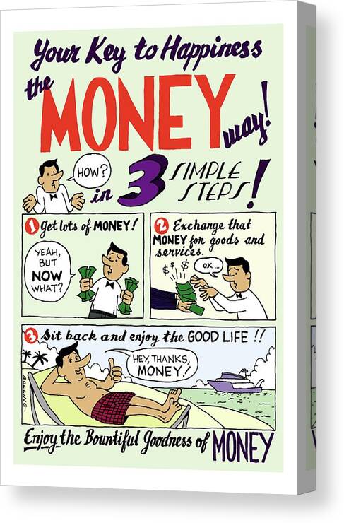 Money Canvas Print featuring the drawing New Yorker April 24th, 2000 #2 by Ruben Bolling