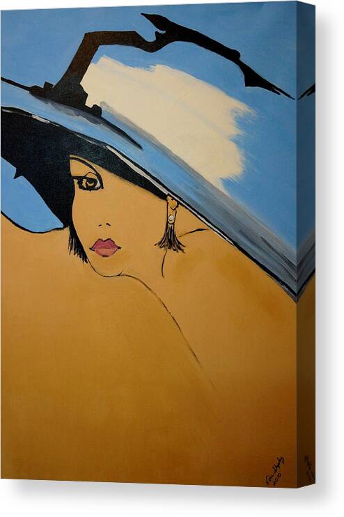 Big Blue Hat Canvas Print featuring the painting Big Blue Hat by Nora Shepley