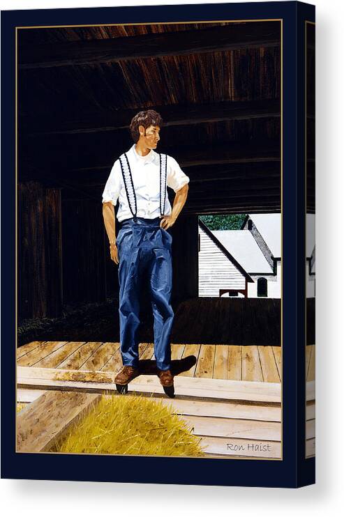 Boy Canvas Print featuring the painting Boy in the Barn #3 by Ron Haist
