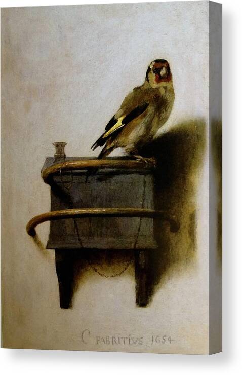 Carel Fabritius Canvas Print featuring the painting The Goldfinch #4 by Celestial Images