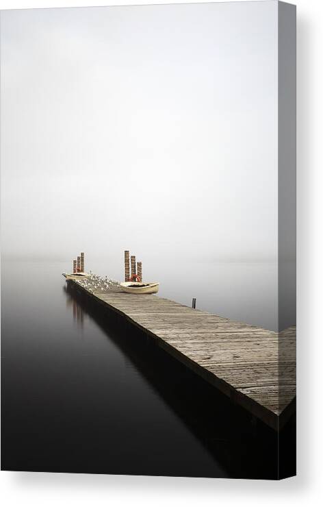 Fog Canvas Print featuring the photograph Loch Lomond Jetty by Grant Glendinning