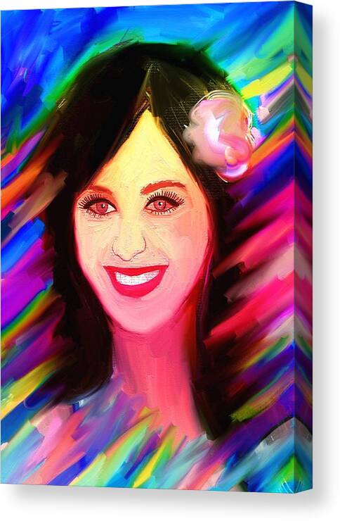 Katy Perry Canvas Print featuring the painting Katy Perry #5 by Bogdan Floridana Oana