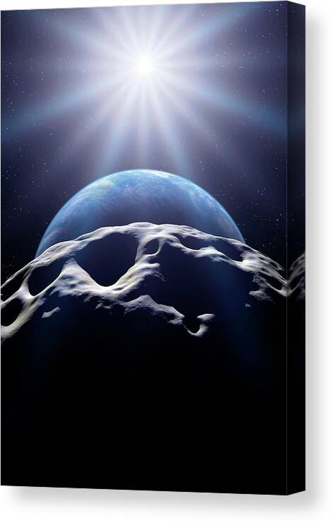 Nobody Canvas Print featuring the photograph Asteroid Approaching Earth #6 by Detlev Van Ravenswaay