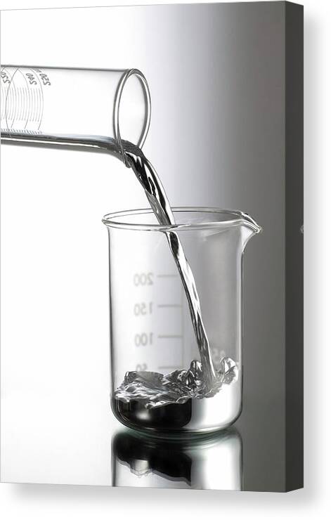 Chemical Canvas Print featuring the photograph Mercury Pouring From A Measuring Cylinder #6 by Science Photo Library