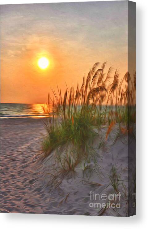 Sun Canvas Print featuring the photograph A Beach Sunset by Brian Mollenkopf