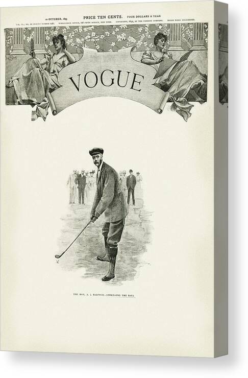 Illustration Canvas Print featuring the photograph A Golfer In A Norfolk Jacket by Artist Unknown