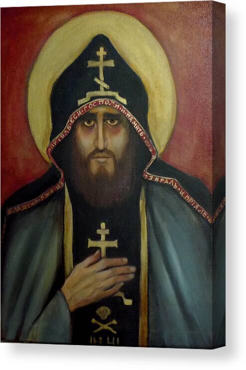 Orthodox Monk In Black Hood Canvas Print featuring the painting A Monk by Irena Mohr