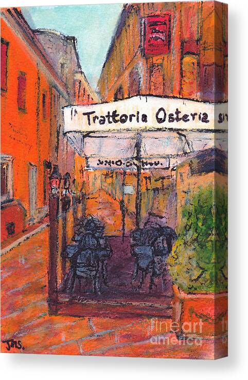 Painting Canvas Print featuring the painting A Quiet Spot Bologna Italy by Jackie Sherwood