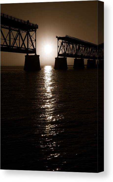 Bahia Honda Canvas Print featuring the photograph Abridged Bridge by Daniel Woodrum
