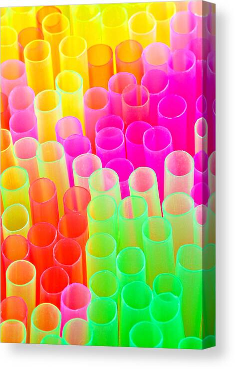 Abstract Canvas Print featuring the photograph Abstract Drinking Straws #2 by Meirion Matthias
