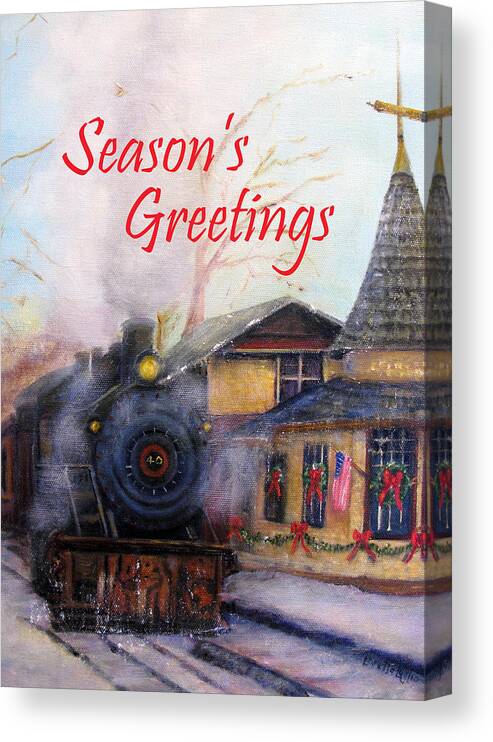 New Hope Canvas Print featuring the painting All Aboard at the New Hope Train Station Card by Loretta Luglio