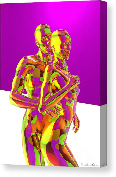 Design Canvas Print featuring the digital art All my love color by Mando Xocco