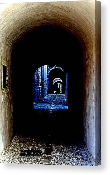  Dubrovnik. Croatia Canvas Print featuring the photograph Altered Arch Walkway by Rick Rosenshein