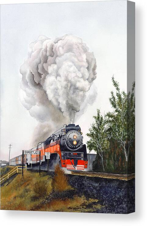 American  Freedom Train #4449 Canvas Print featuring the painting American Freedom Train #4449 by Jeannine Fruci