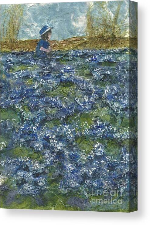 Blue Bonnets Canvas Print featuring the painting Among the Blue Bonnets by Lynn Babineau