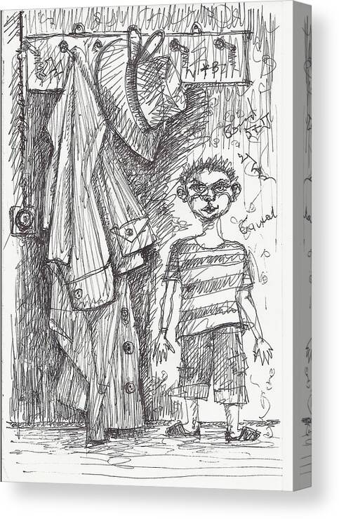 Caricature Canvas Print featuring the drawing An apartment goblin by Maxim Komissarchik