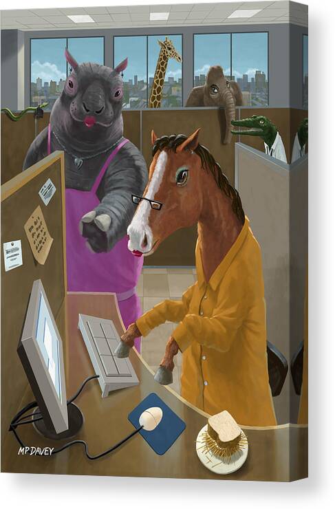 Animal Canvas Print featuring the painting Animal Office by Martin Davey