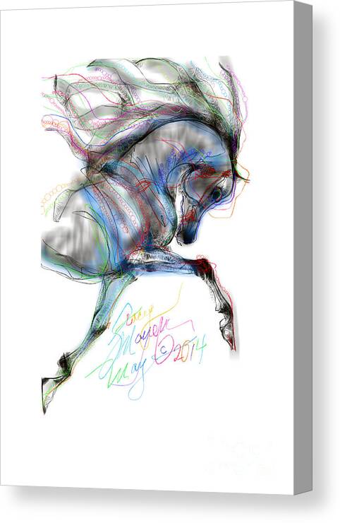 Arabian Horse Canvas Print featuring the digital art Arabian Horse Trotting in Air by Stacey Mayer