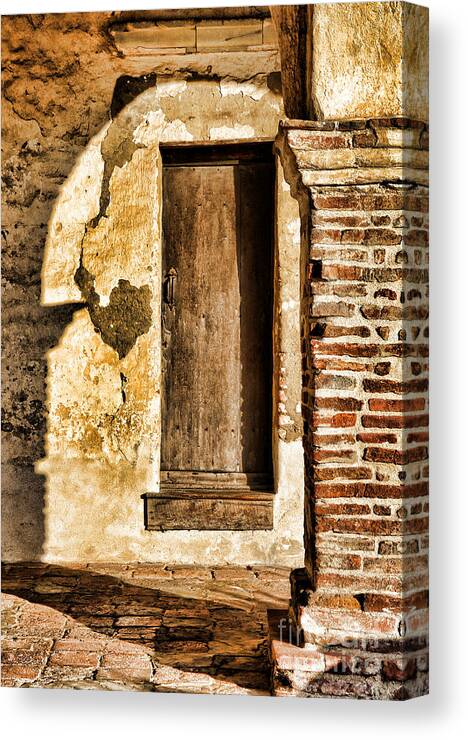 Door Canvas Print featuring the photograph Arched Shadow By Diana Sainz by Diana Raquel Sainz