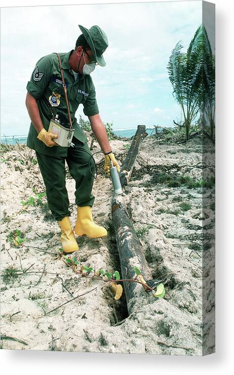 Human Canvas Print featuring the photograph Atom Bomb Testing Clean-up by Us National Archives