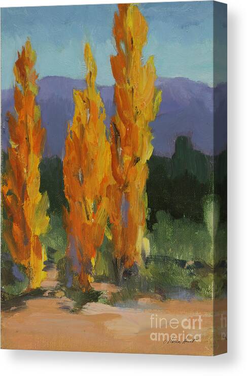 Rocky Mountains Canvas Print featuring the painting Walking the Wash In Sante Fe by Maria Hunt