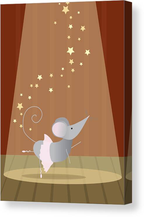 Mouse Canvas Print featuring the digital art Ballet Mouse Nursery Art Girl by Christy Beckwith