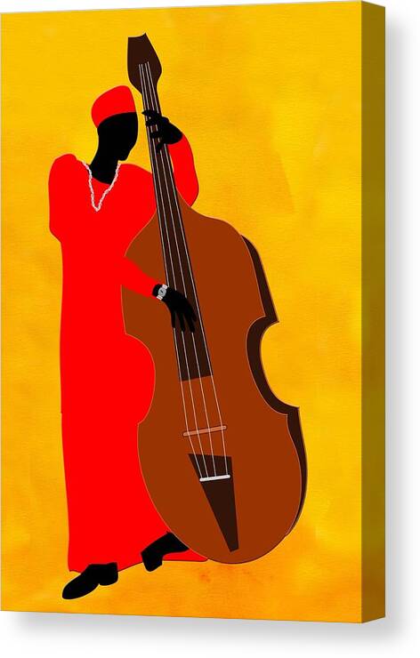 Music Canvas Print featuring the digital art Bass Player by Terry Boykin