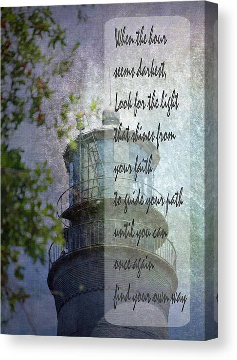 Lighthouse Canvas Print featuring the photograph Beacon of Hope Inspiration by Judy Hall-Folde