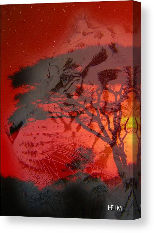 : Tigers Paintings Canvas Print featuring the digital art Bengal sun set by Mayhem Mediums