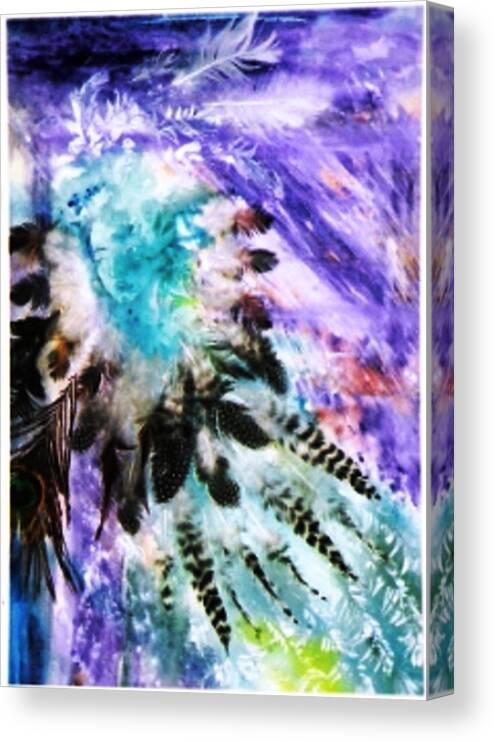 Feathers Canvas Print featuring the painting Bird Woman by Trudi Doyle